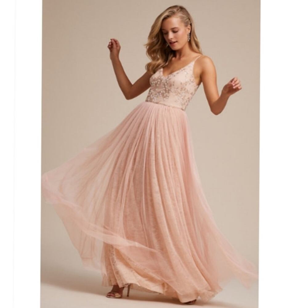 Adrianna Papell NWT Cluny Sequin Lace Tulle Spaghetti Strap Dress Womens Size 0